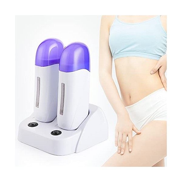 LIARTY Appareil Chauffe Cire Double Professionnelle, Roll on Rouleau de Cire Epilation électrique Wax Warmer Pour Lé Pilatio