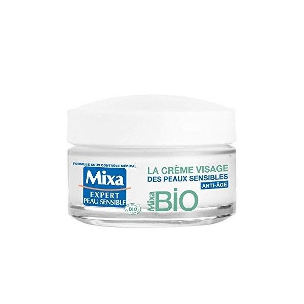 Mixa BIO - La Crème Visage Des Peaux Sensibles Anti-Âge - 50 ml Crème Jour et Nuit