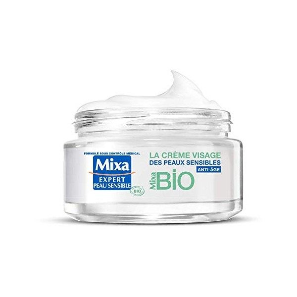 Mixa BIO - La Crème Visage Des Peaux Sensibles Anti-Âge - 50 ml Crème Jour et Nuit