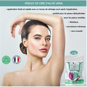 Dermawax Perles de cire Aloe Vera Premium de 1 kg sans bandes de cire pour lépilation, pour le corps entier à la cire brésil