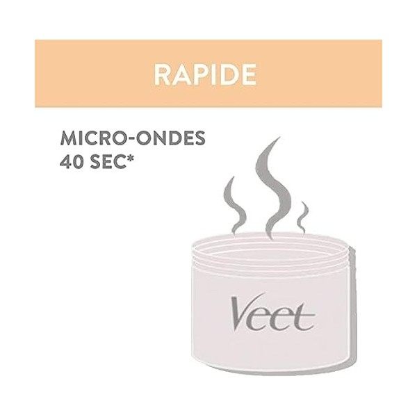 Veet PURE - Cire Chaude au Sucre et à lHuile dArgan - Epilation Sans Bande - Ingrédients 100% Naturels - 250ml