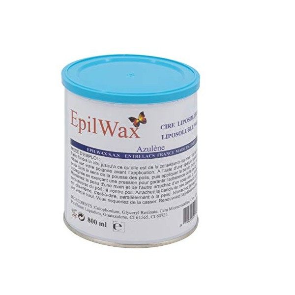 EpilWax Pot de Cire Liposoluble à l’Azulène pour Épilation - Cire Chaude Professionnelle en Pot de 800 ml