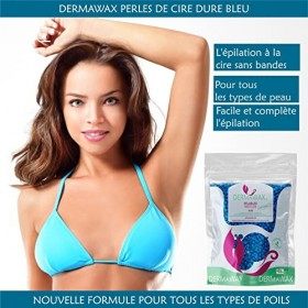 Dermawax 1 kg de perles de cire Azulen Premium sans bandes de cire pour lépilation, cire brésilienne pour le corps entier, j