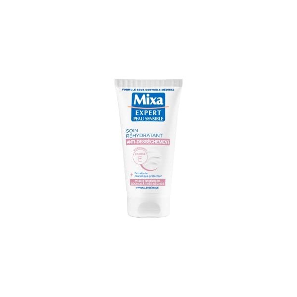Mixa Expert Peau Sensible - Soin Réhydratant Antidessèchement à lExtrait dAvoine + Karité Nutritif - 50 ml Crème Jour et Nuit
