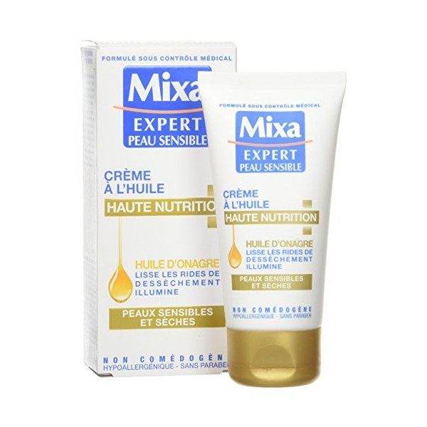 Mixa Expert Peau Sensible - Crème Nutritive à lHuile dOnagre 5% Glycérine / Huile dOnagre - 50 ml Crème Jour et Nuit