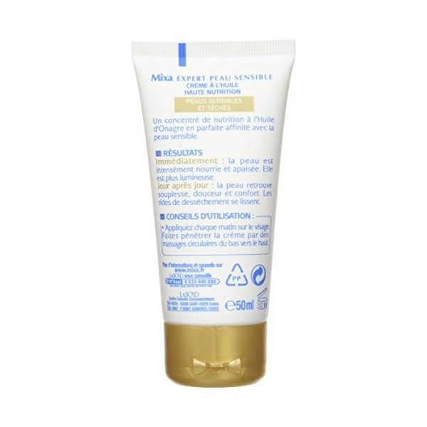 Mixa Expert Peau Sensible - Crème Nutritive à lHuile dOnagre 5% Glycérine / Huile dOnagre - 50 ml