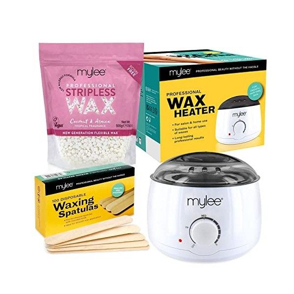 Mylee Kit dépilation professionnel - Chauffe-Cire, Perles de cire dure, Spatules dapplications, Épilation à la cire sans ba