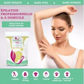 Dermawax Perles de cire Argan Premium de 1 kg sans bandes de cire pour lépilation, cire pour le corps entier à la cire brési