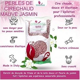 Dermawax Perles de cire Mauve Jasmine Premium TIO2 sans bandes de cire pour lépilation, cire pour le corps entier à la cire 