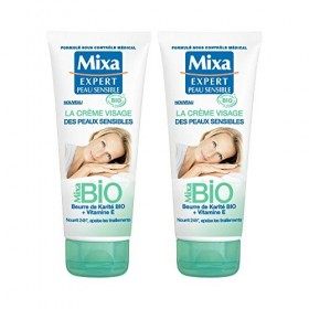 Mixa BIO - La Crème Visage Des Peaux Sensibles - 100 ml - Lot de 2 Crème Jour et Nuit