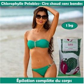 Dermawax Chlorophylle Pelables Cire Dure Cire Chaud Cire dépilatoire jetable sans bandes de cire pour lépilation, cire brési