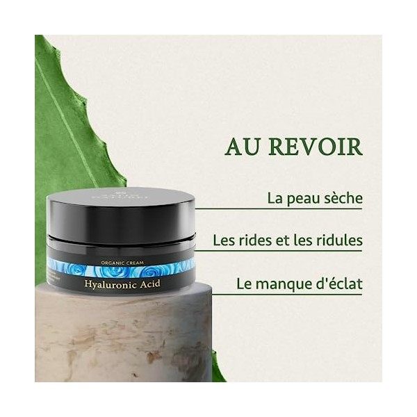 Crème Hydratante Visage Bio à l ACIDE HYALURONIQUE 50ml - Soins Visage Hydratants Anti Age - Creme Visage Jour + Nuit - Soin ...