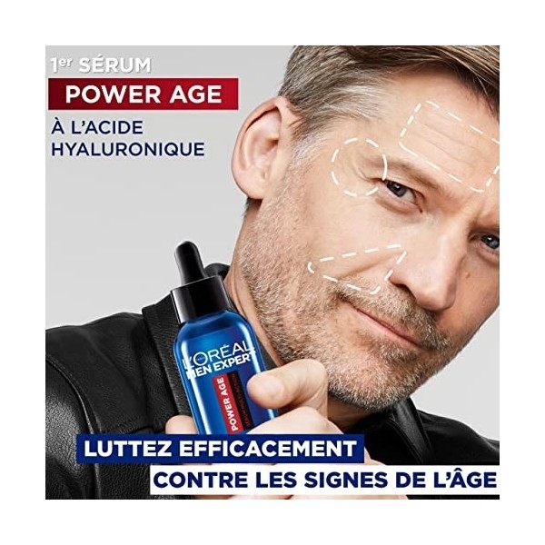 LOréal Men Expert - Sérum Visage Multi-Action Hydratant & Anti-Âge pour Homme - À lAcide Hyaluronique - Pour Tous Types de 