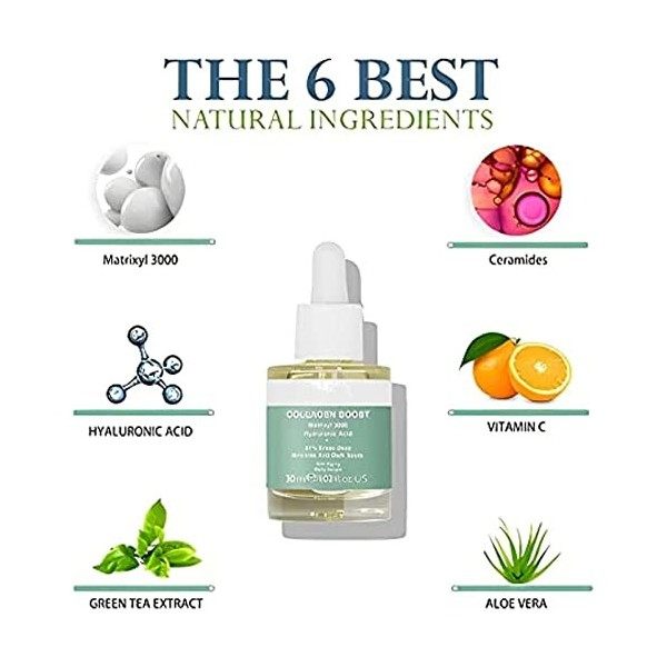 Advanced Collagen Boost Lot de 2 sérums anti-âge au peptide de collagène pour rides du visage, réduit les rides, sérum à lac ...