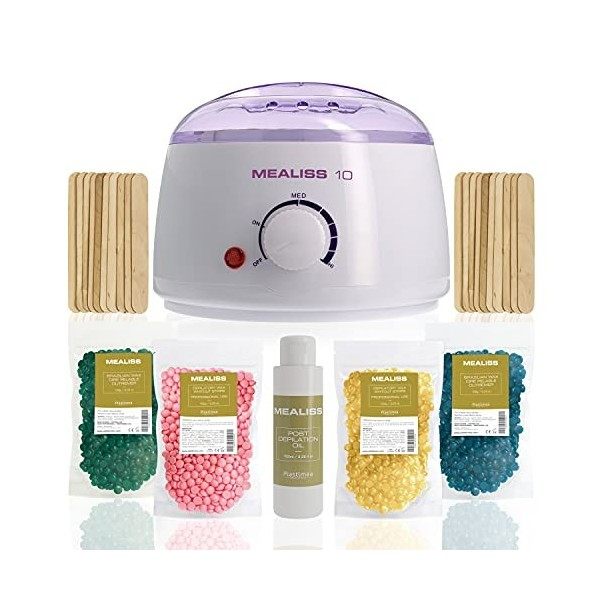 Kit Epilation Cire Chauffe - Professionnelle - Perles de Cire 1kg - Spatules - Huile Post Epilation - Epilation Maillot, Corp