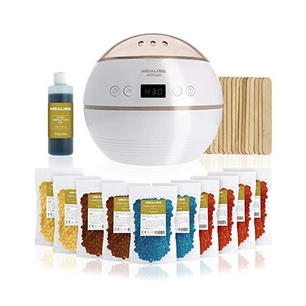 Kit Epilation Cire Chauffe - Professionnelle - Perles de Cire 1kg - Spatules - Huile Post Epilation - Epilation Maillot, Corp