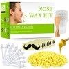 Nose Wax Kit Kit de cire pour le nez pour homme et femme avec 100g de cire pour poils de nez, 20 applicateurs à pointe sûre, 