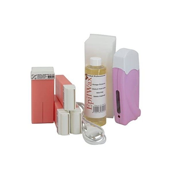 EpilWax - Kit dÉpilation Solo Complet avec : chauffe cire epilation professionnelle - 4 Roll-On de cire epilation profession