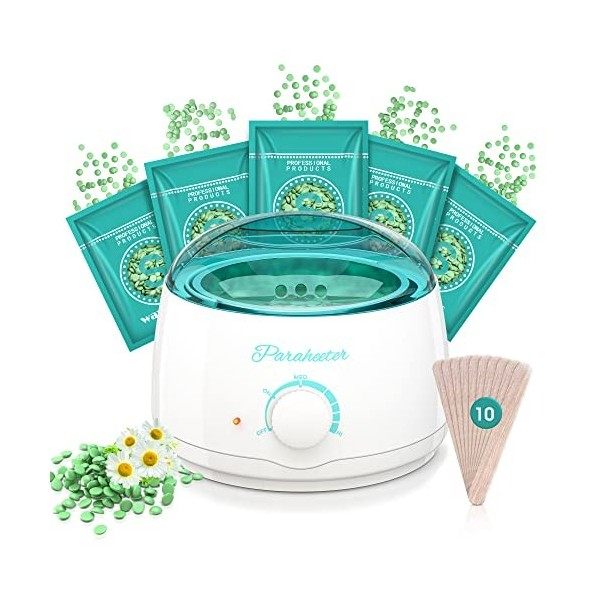Kit de cire dépilation, chauffe-cire pour épilation, chauffe-cire professionnel 500 ml avec 5 paquets de perles de cire et 1