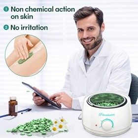Kit de cire dépilation, chauffe-cire pour épilation, chauffe-cire professionnel 500 ml avec 5 paquets de perles de cire et 1