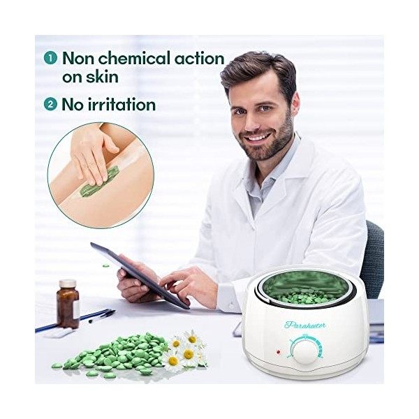 Kit de cire dépilation, chauffe-cire pour épilation, chauffe-cire professionnel 500 ml avec 5 paquets de perles de cire et 1