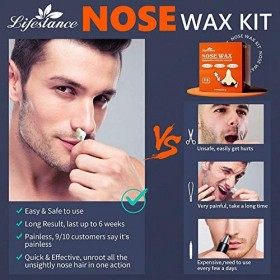 Lifestance Kit de Cire Nez pour Homme-Kit dépilation du Nez à la Cire avec 80g Cire Nez-Sûre, Rapide, Indolore Kit de Cire P