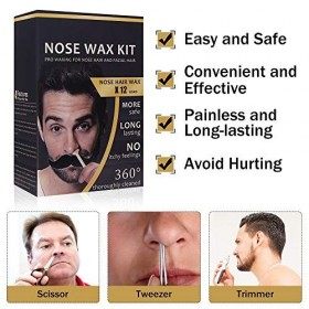Kit De Cire Pour Le Nez Pour Hommes,Cire Pour Les Cheveux Pour Le Nez,Coffret Cadeau Pour Hommes Pour LéPilation Du Nez,Kit 