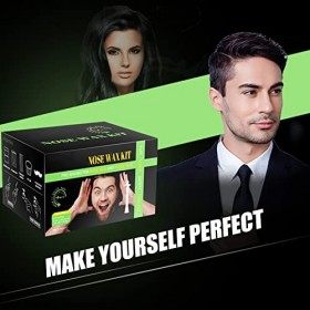 RoseFlower Kit de Cire pour Nez, Kit Épilation du Nez pour Homme et Femme, 50g de Cire, 15 Applicateurs, 10 Gobelets, 4 Prote