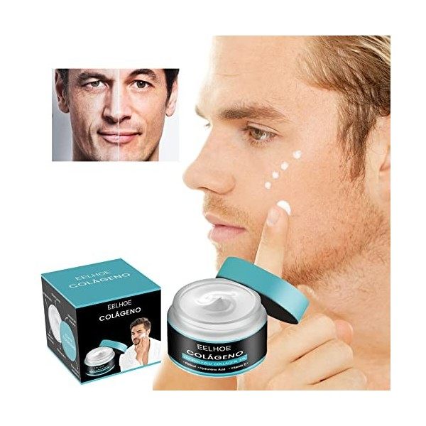 Crème Anti-Âge Homme, Crème Anti-Rides Naturelle & Bio Crème Visage Apaisante Pour Homme Crème À LAcide Hyaluronique Et À La