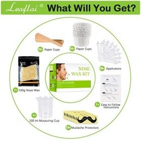 Kit de cire de nez pour homme et femme, kit dépilation du nez avec 50 g de cire pour poils de nez, 20 applicateurs de pointe