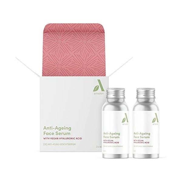 Amazon Aware Sérum anti-âge pour le visage - Recharge contenant de lacide hyaluronique et de laloe vera biologique, 2 x 40m