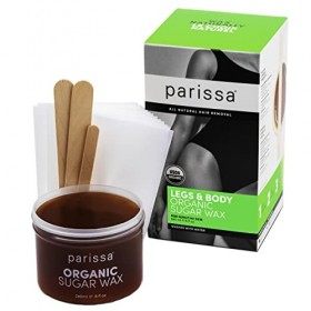 Parissa Legs & Body Cire en sucre bio pour peaux sensibles, 100 % naturelle, formule douce et lavable, kit dépilation à domi