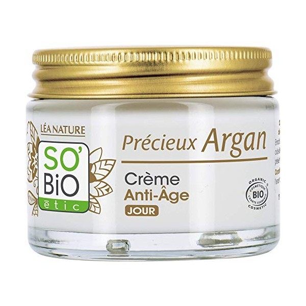 LÉA NATURE SO BiO étic| Crème Anti-Âge Jour – Précieux Argan | Corrige les signes de l’âge | Rides, Fermeté, Eclat |Huile d’A...