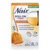 NAIR - Roll-On Cire au Sucre, aux extraits de Lait & Miel, spéciale Peaux Sèches & Sensibles, avec 10 Bandes Réutilisables Ri