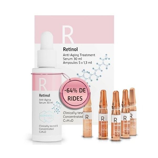 -64% de Rides en 3 Mois, Retinol Serum Visage Coffret Beauté Femme, Soins pour le Visage Anti Ride Régulateur de Sebum, Peau 