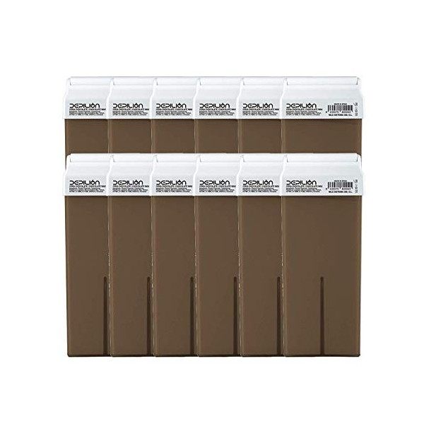 Lot de 12 Cartouches de Cire-Roll On au chocolat pour lépilation - 100ml - Depilion