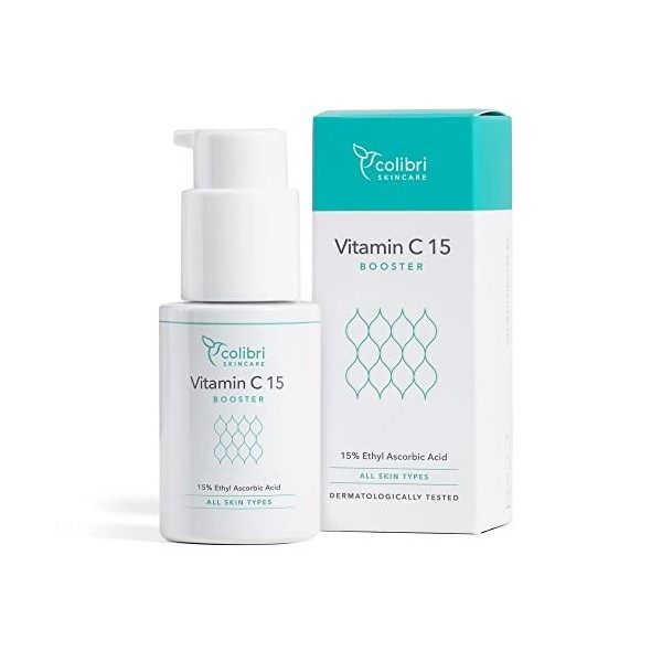 colibri skincare VITAMIN C BOOSTER 30ml - Sérum pour le visage avec 15% de vitamine C&nbsp; - Unifie le teint et a un effet anti C...