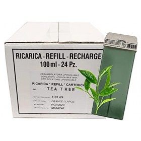 24 Cartouches de cire à èpiler VERT TEA TREE, Roll on standard,épilation avec bande