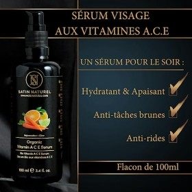 Serum Vitamine C Bio + Retinol + Vitamine E + Acide Hyaluronique 100ml, Anti Taches brunes Visage pour une Peau Lissée et Uni
