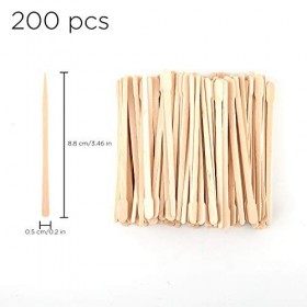 AIEX 400pcs Bâtons De Cire 4 Styles Assortis Spatules De Cire Bâtonnets dApplicateur De Cire En Bois Pour Épilation Sourcils