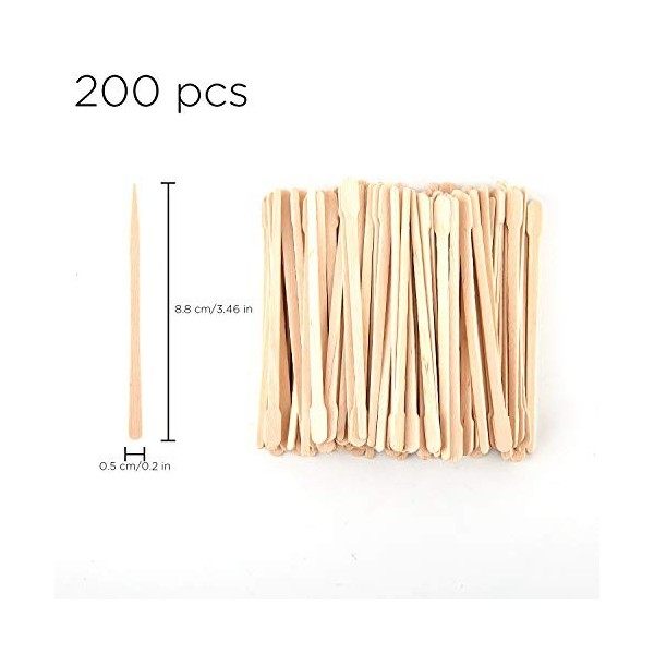 AIEX 400pcs Bâtons De Cire 4 Styles Assortis Spatules De Cire Bâtonnets dApplicateur De Cire En Bois Pour Épilation Sourcils