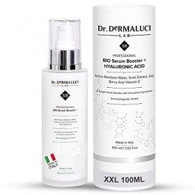 Acide Hyaluronique Serum Visage Bio 100ml Booster |Bave d’Escargot, Eau de Bambou, Vit E, Goji+Peptide |Soins Naturelle, Repu...