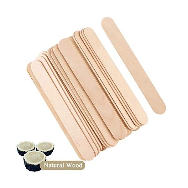 LUOLLOVE 100 Pièces Spatule Bois Epilation Grand pour épilation à la Cire, Bâtons Dartisanat Naturel pour Designs Créatifs,6