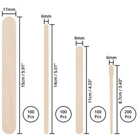 Belle Vous Spatule Bois pour Cire Lot de 500 - Spatule Cire Epilation Jetable - Petite, Moyenne et Grande Spatule en Bois p