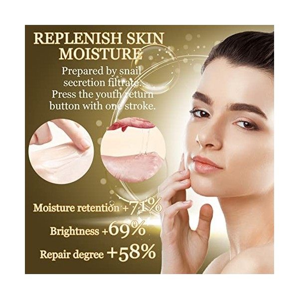 Snail Mucin Serum Visage, Snail Mucin Serum Hydratant Visage, Serum Anti Age, Bave Descargot, Réduit Les Rides et Ridules po ...