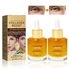 Serum Visage de Collagene, Anti-Âge Sérum Hyalurogel, Wrinkle Power, Anti-Vieillissement, Vitamine C & Acide Hyaluronique Pur