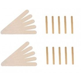 Kit 20 Spatules Bois Pour Application De La Cire à épiler Sur Le Corps Et Visage + 10 Collerettes de propreté pour contour ch