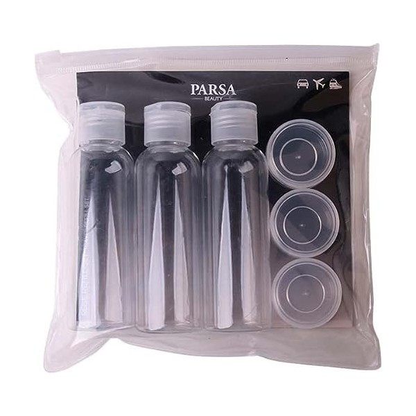 PARSA Beauty Lot de 6 récipients en PET et spatule pour bagages à main