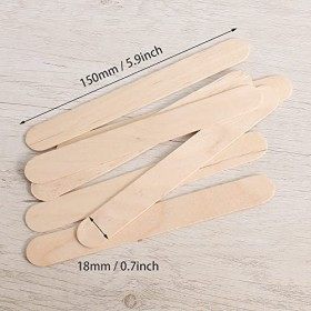 Nacare 100 pièces Bois naturel Bâtons de Lolly Craft Spatules Applicateur de cire en Taille 150 x 18 x 1 mm