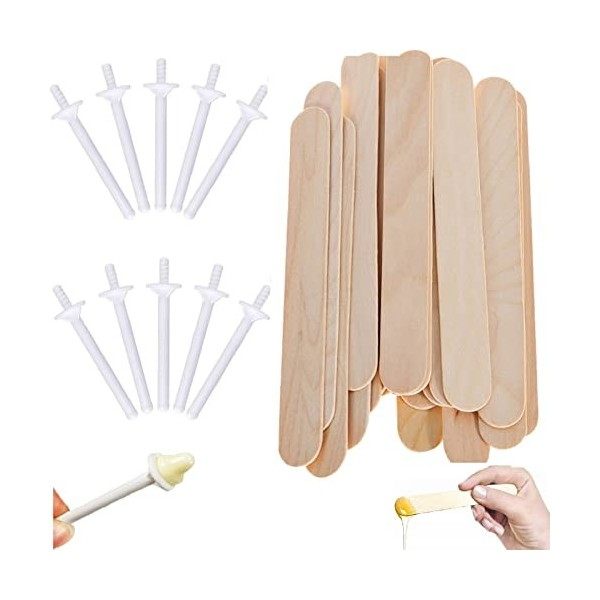 Spatule Bois Epilation,Spatules Épilation en Bois,Spatule Application Cire Chaude,Applicateurs à Cire,20PC Epilation Spatule,